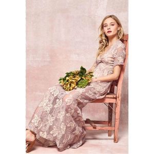Promesa Almond Floral Mesh Long Sleeve Romper